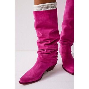 Free People Take Me To Tucson Pink Suede Slouch Boots $350